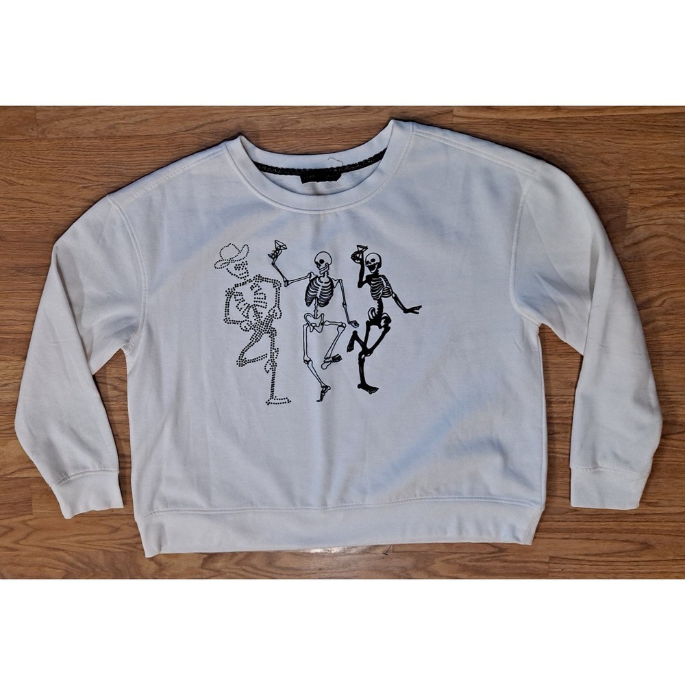 XL Off White Jane And Delancey Dancing Skeletons Sweatshirt Embroidered And...‎
